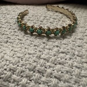 Kendra Scott gold and green stone bangle